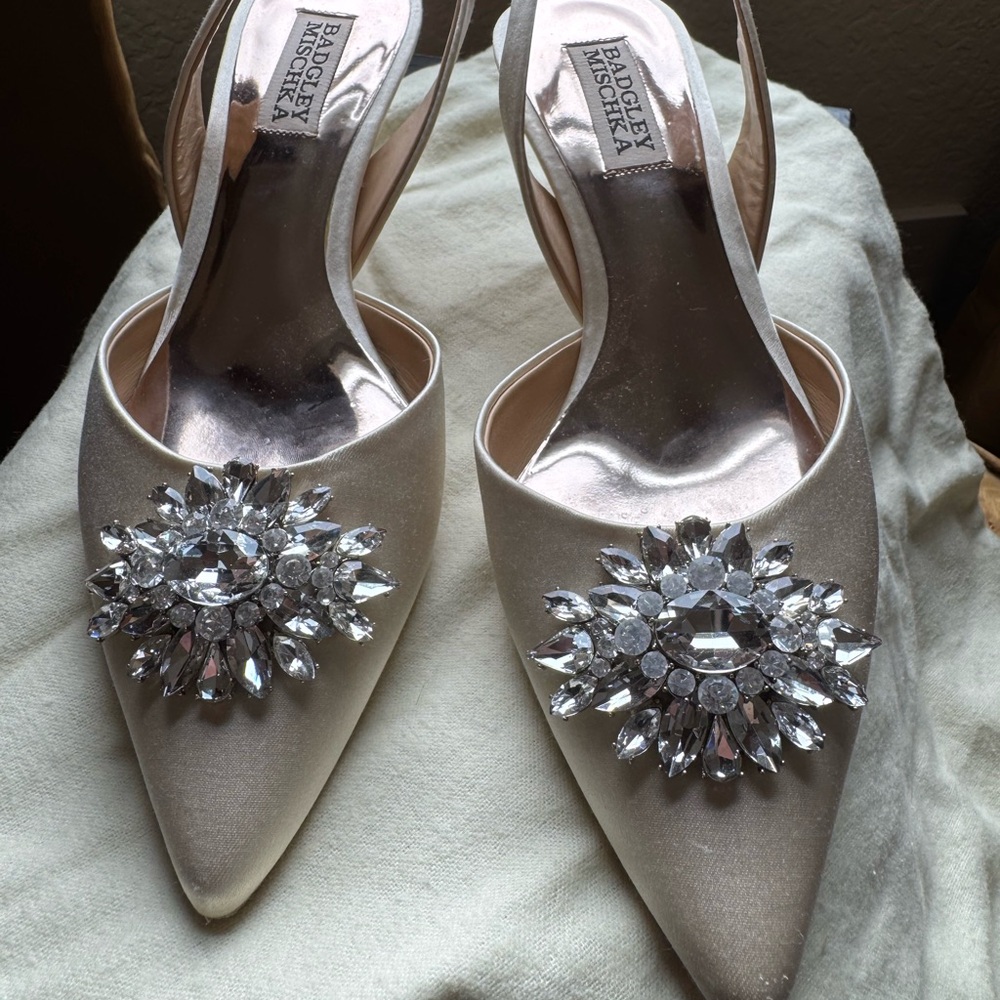 Badgley Mischka Salena Ivory Slingback Heels